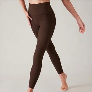 Athleta Ultra High Rose Elation Ribbed Leggings in Toasted Brown